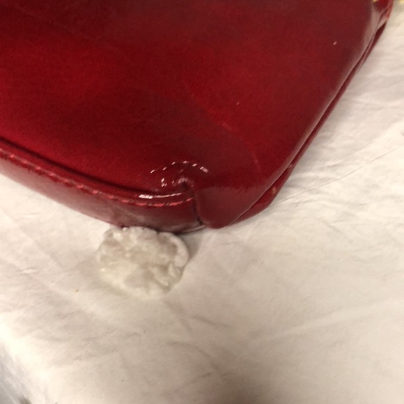 BIG BUDDHA red patent leather handbag w/ chain strap. Large Red bow in front. - Picture 7 of 10